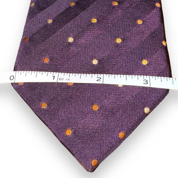 Dormeuil Paris Purple Polkadot Handmade Silk Neck Tie - Picture 2 of 4